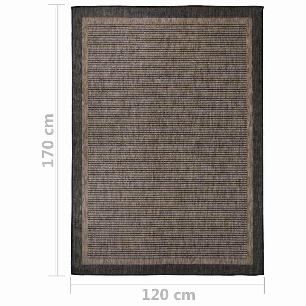 Outdoor Flatweave Rug 120x170 cm Dark Brown