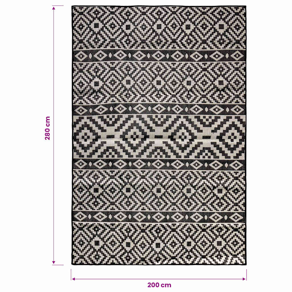 Outdoor Flatweave Rug 200x280 cm Black Stripes