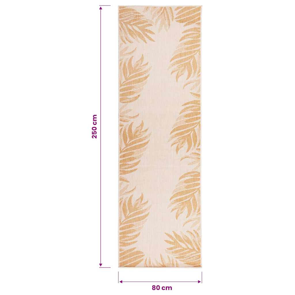 Outdoor Flatweave Rug 80x250 cm Leaf Pattern