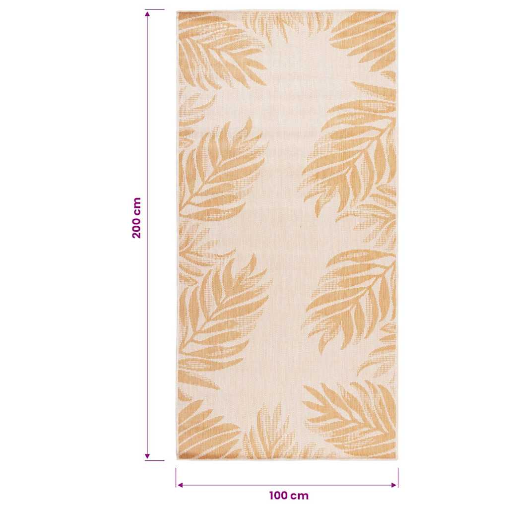 Outdoor Flatweave Rug 100x200 cm Leaf Pattern