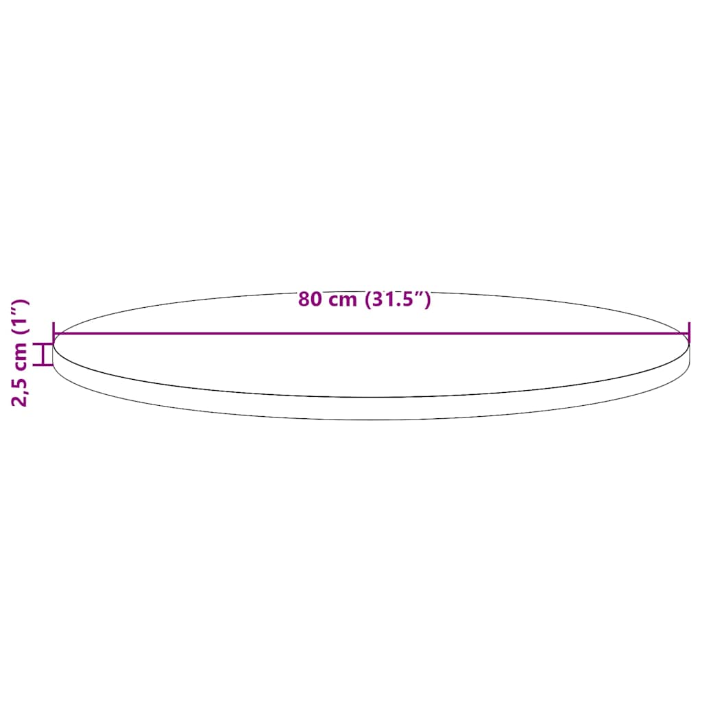 Table Top | Natural Wood | Solid pinewood | Diameter 80 cm | Durable