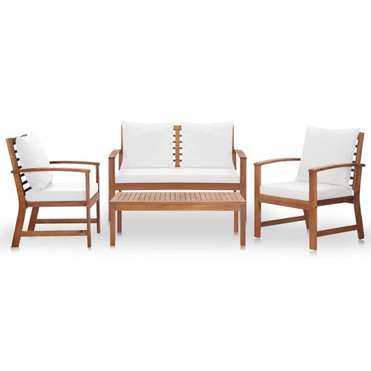 4 Piece Garden Lounge Set with Cushions Solid Wood Acacia