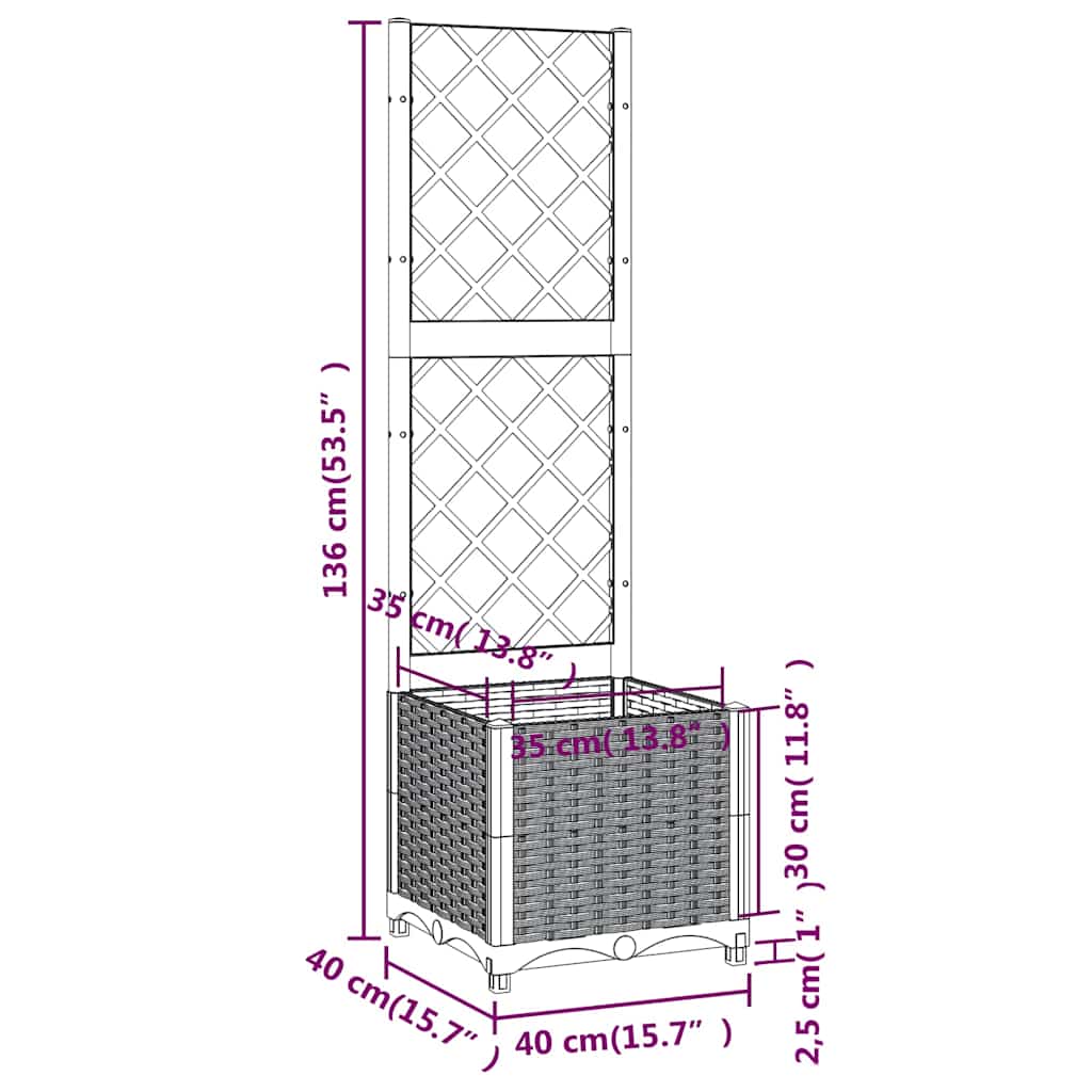 Garden Planter with Trellis Blue Grey 15.7x15.7x53.5" PP