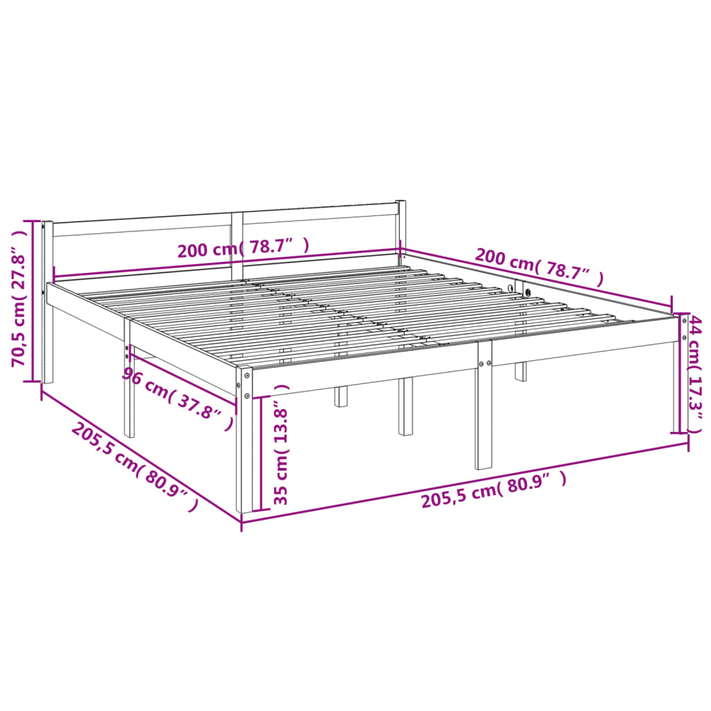 Senior Bed without Mattress 200x200cm Solid Wood Pine