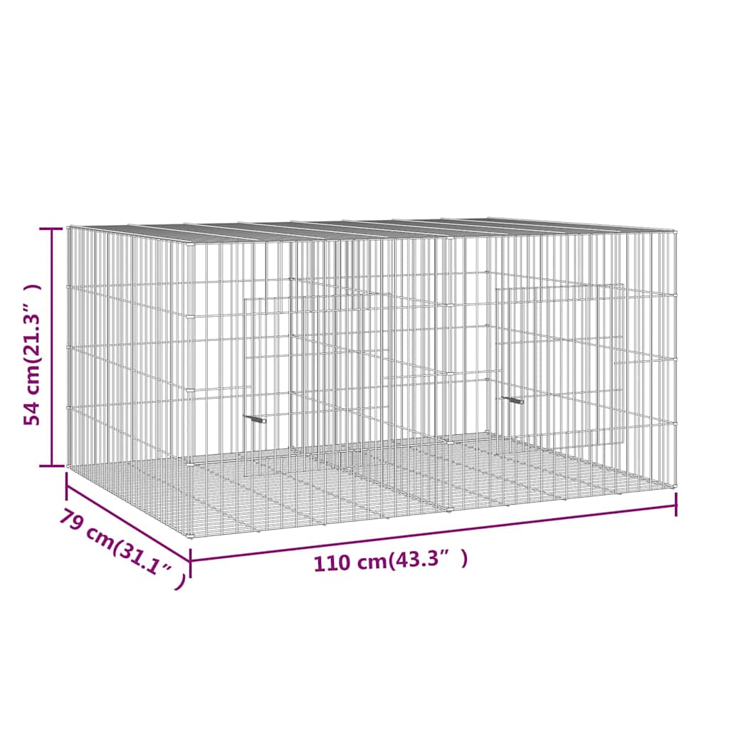 2-Panel Rabbit Cage 110x79x54 cm Galvanised Iron