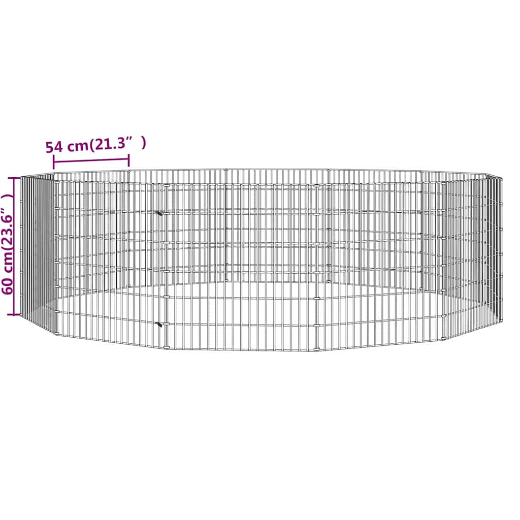 Free Range Animal Enclosure 12-Panel 54x60 cm Galvanised Iron
