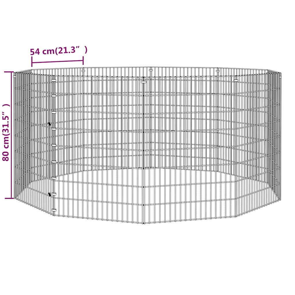 Free Range Animal Enclosure 10-Panel 54x80 cm Galvanised Iron
