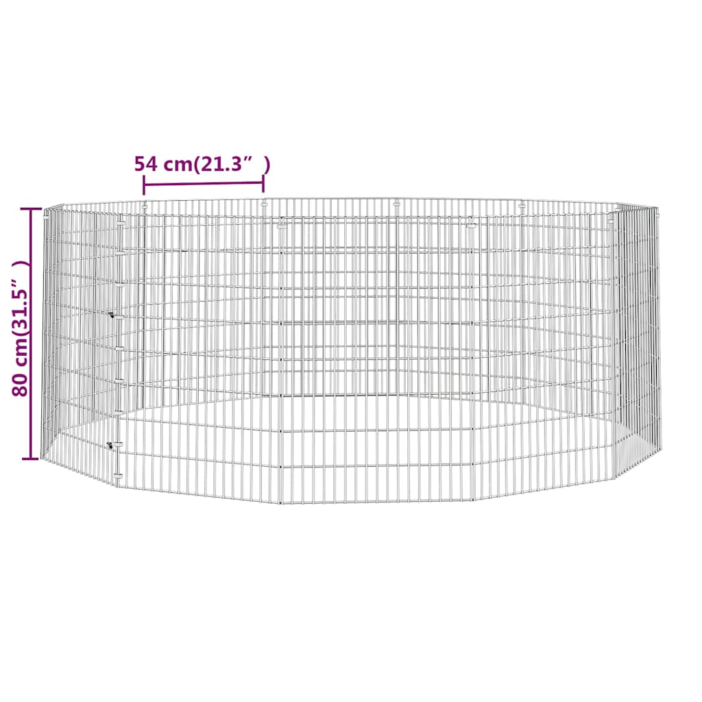 Free Range Animal Enclosure 12-Panel 21.3"x31.5" Galvanized Iron