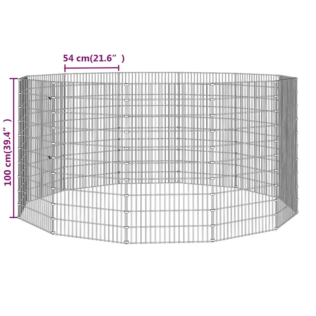 Free Range Animal Enclosure 12-Panel 54x100 cm Galvanised Iron