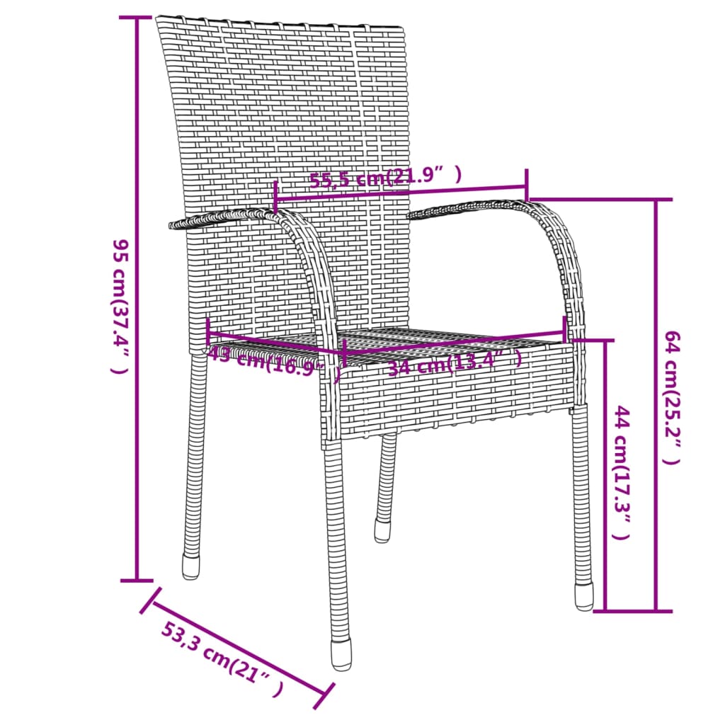 3 Piece Patio Dining Set Poly Rattan Brown