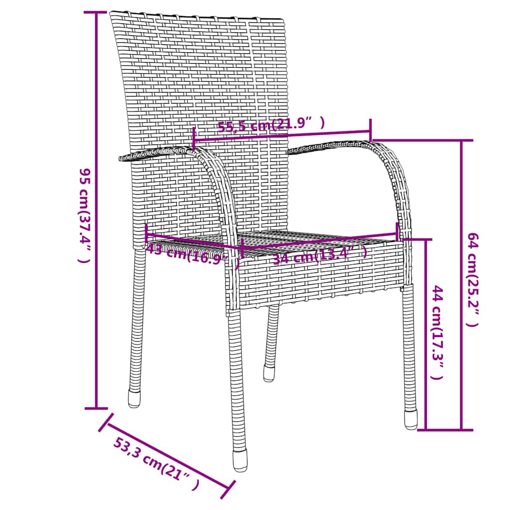 3 Piece Garden Dining Set Poly Rattan Brown