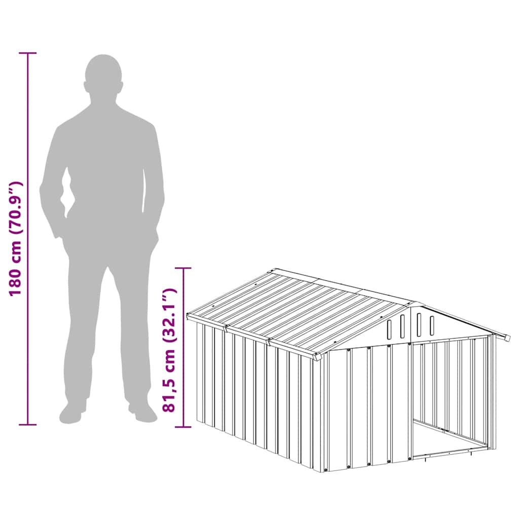 vidaXL Dog House Anthracite Galvanized Steel Large Durable Dog House