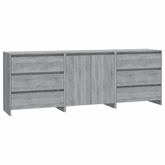 Sideboard | Set of 3 | Grey Sonoma | Engineered wood | Medium