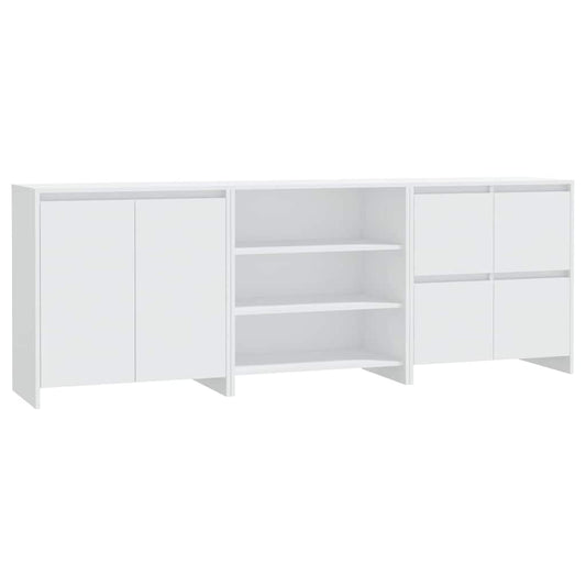 3 Piece Sideboard White Engineered Wood
