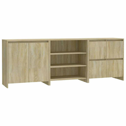 3 Piece Sideboard Sonoma Oak Engineered Wood