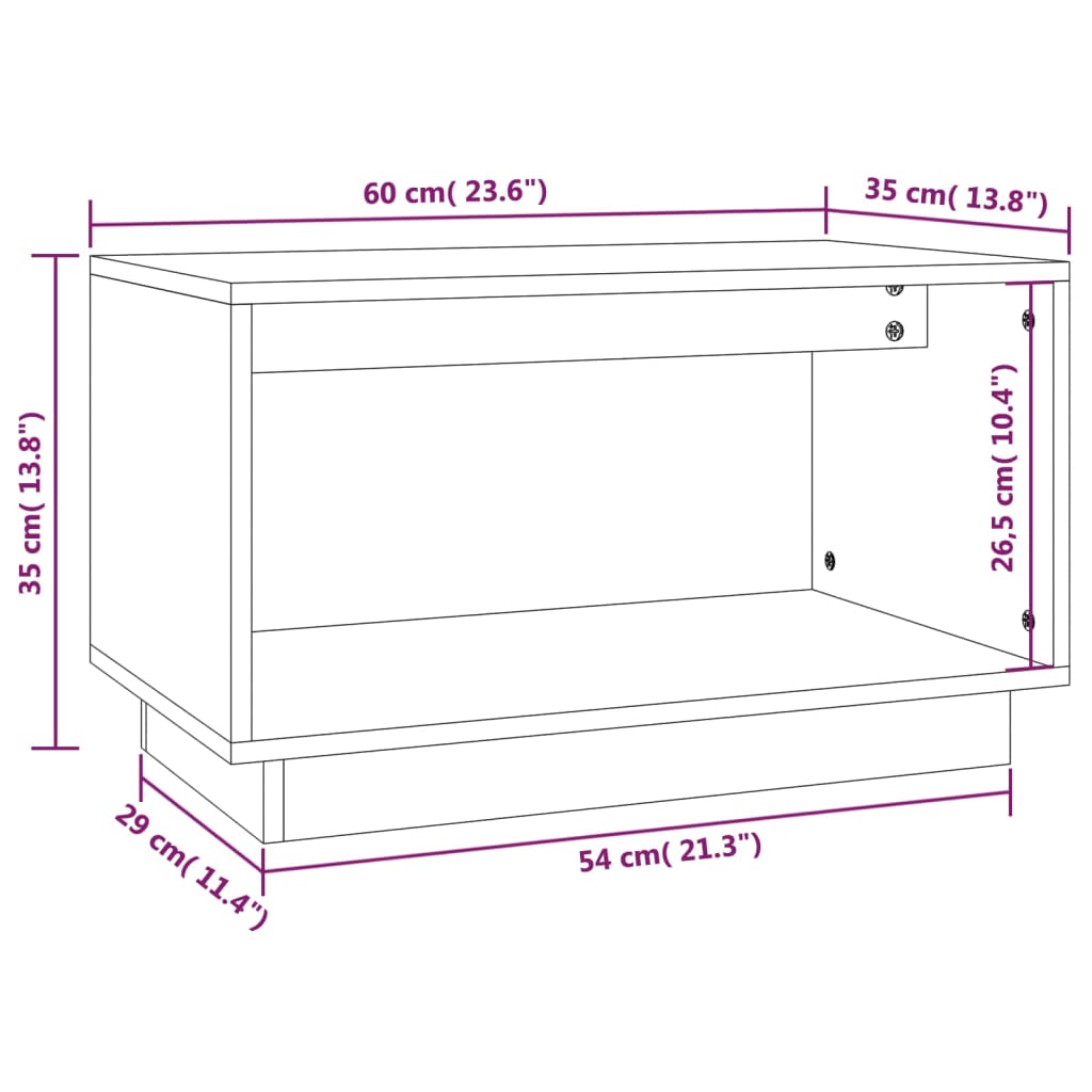 Tv Stand | Grey | Solid Pine Wood | 60x35x35 cm | Tv Stand | Rectangular