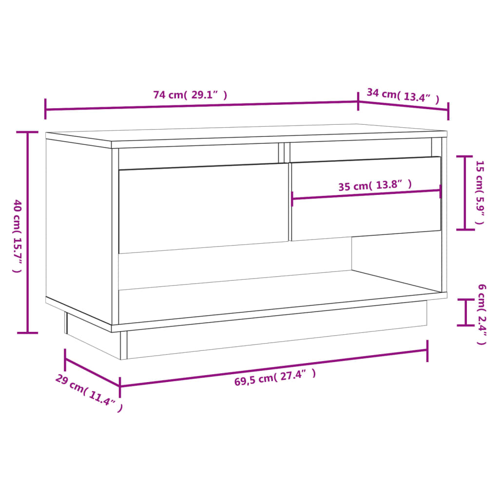 Tv Stand | Grey | Solid pine wood | Tv Stand | Rectangular | Minimalist