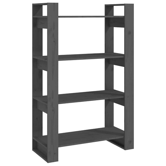Book Cabinet | Grey | Solid pine wood | 80x35x125 cm | Book Cabinet