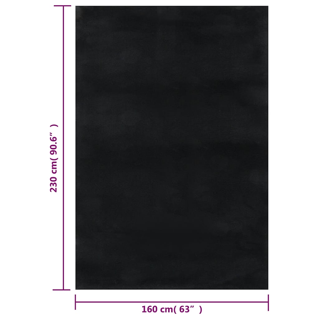 Rug | Black | 100% Polyester | 160 x 230 cm | Foldable | Area Rug