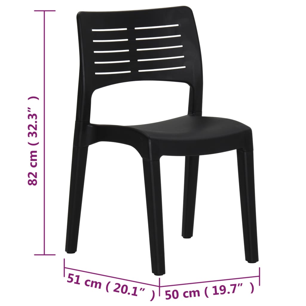 Garden Chair | Set of 2 | Anthracite | Polypropylene | Medium | Stackable