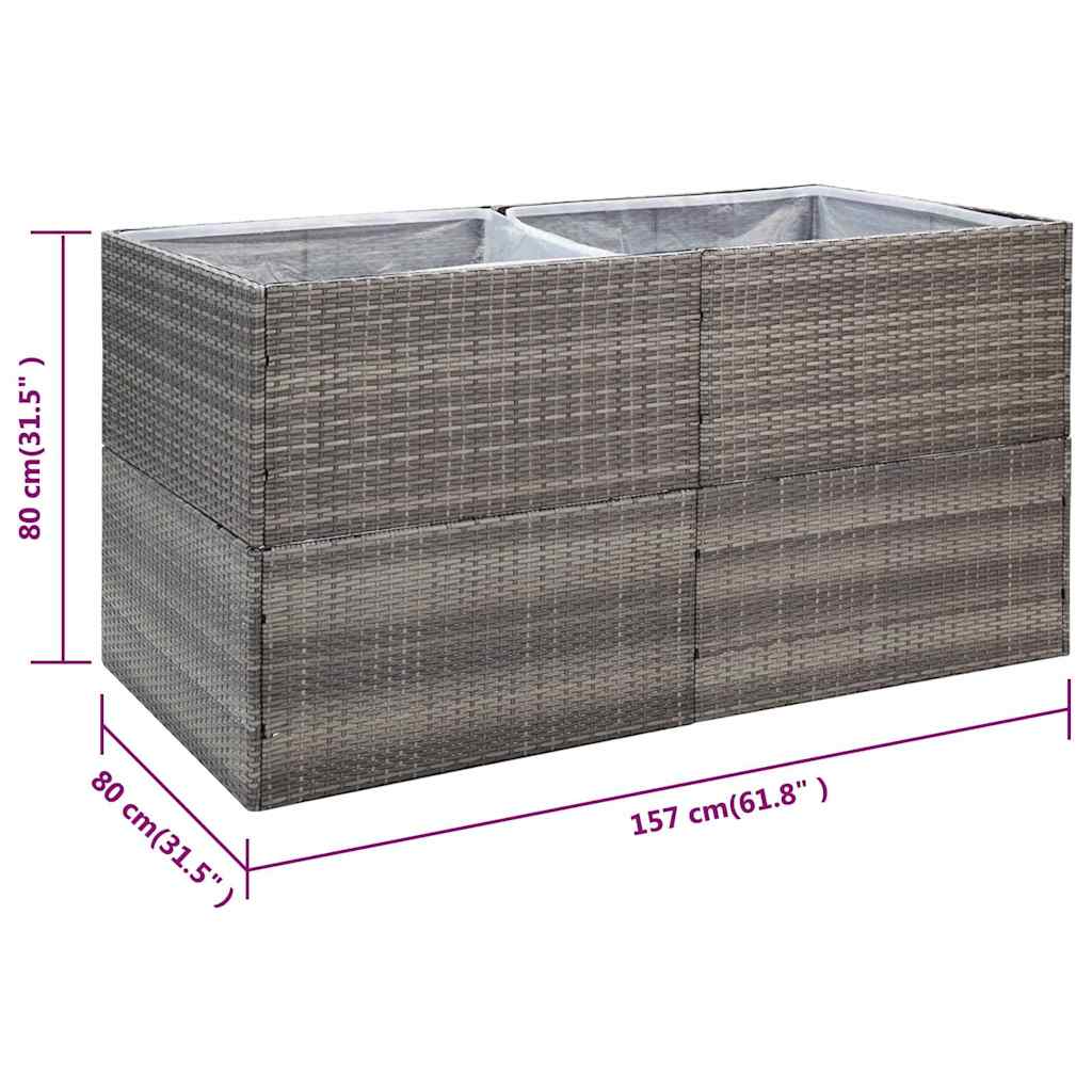 Garden Planter | Grey | Steel frame, PE rattan | Large | Planters