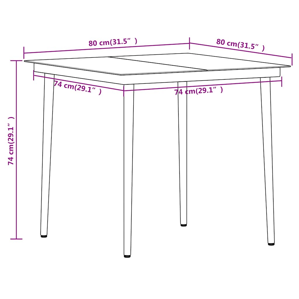 5 Piece Garden Dining Set Black