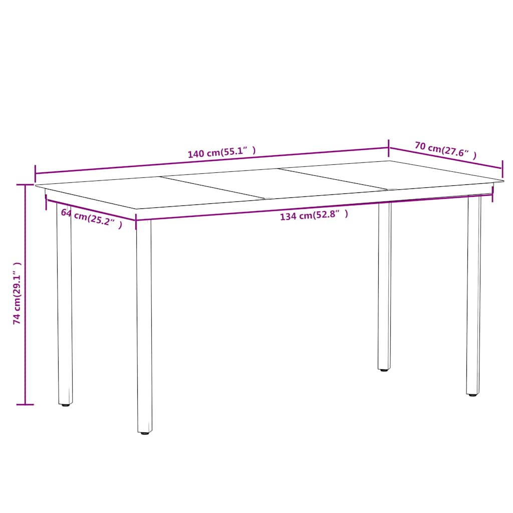 7 Piece Garden Dining Set Black