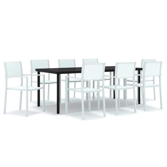 9 Piece Garden Dining Set White