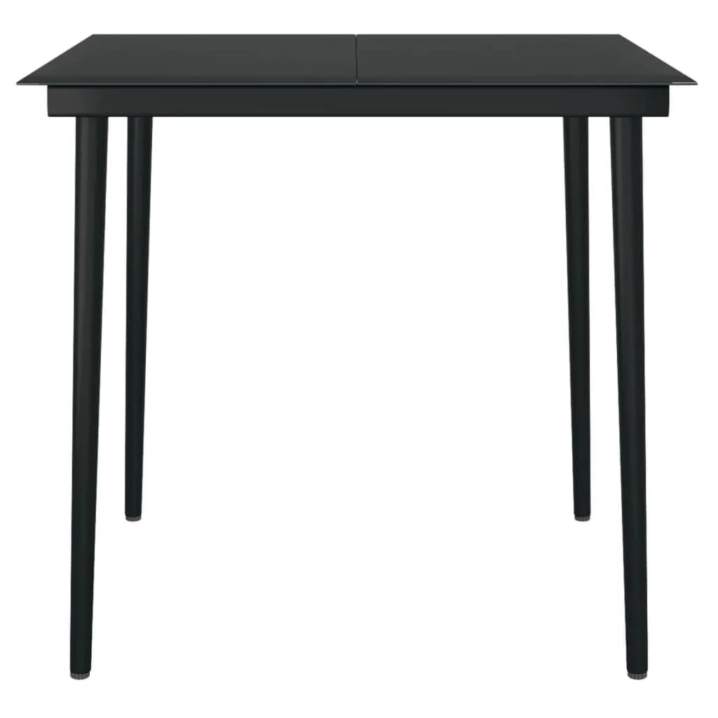 Garden Dining Set Black Powder-coated steel, glass, plastic
