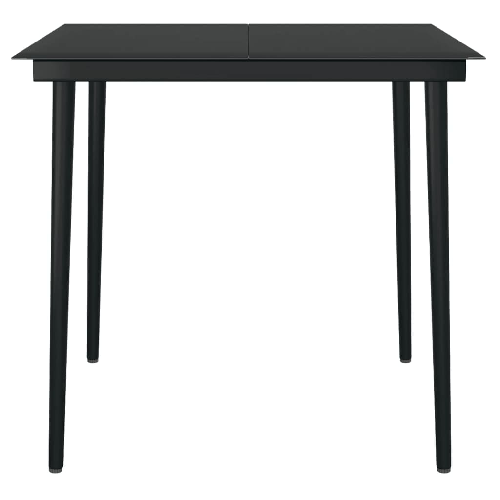 Garden Dining Set Black Powder-Coated Steel 5 Piece Light Weight