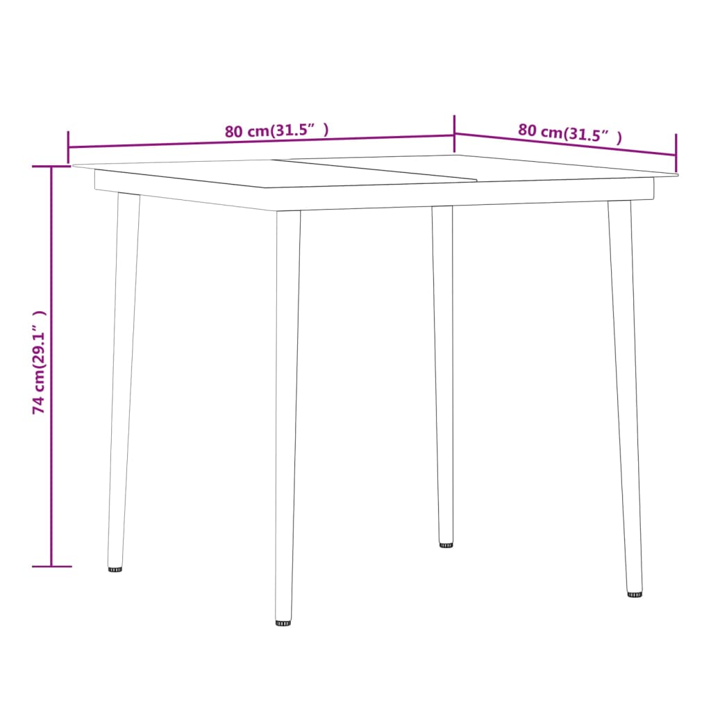 5 Piece Patio Dining Set with Cushions Black