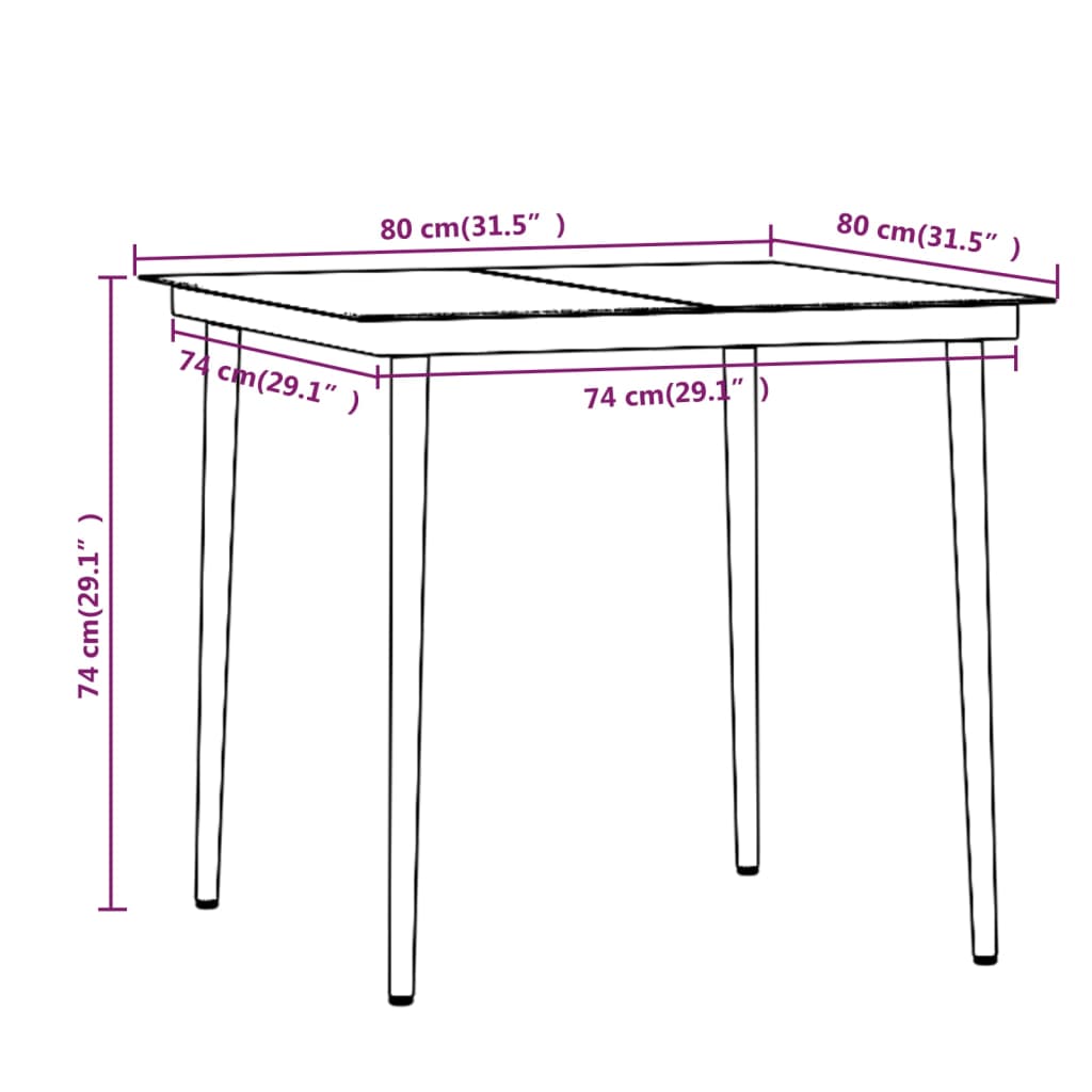 5 Piece Patio Dining Set with Cushions Black