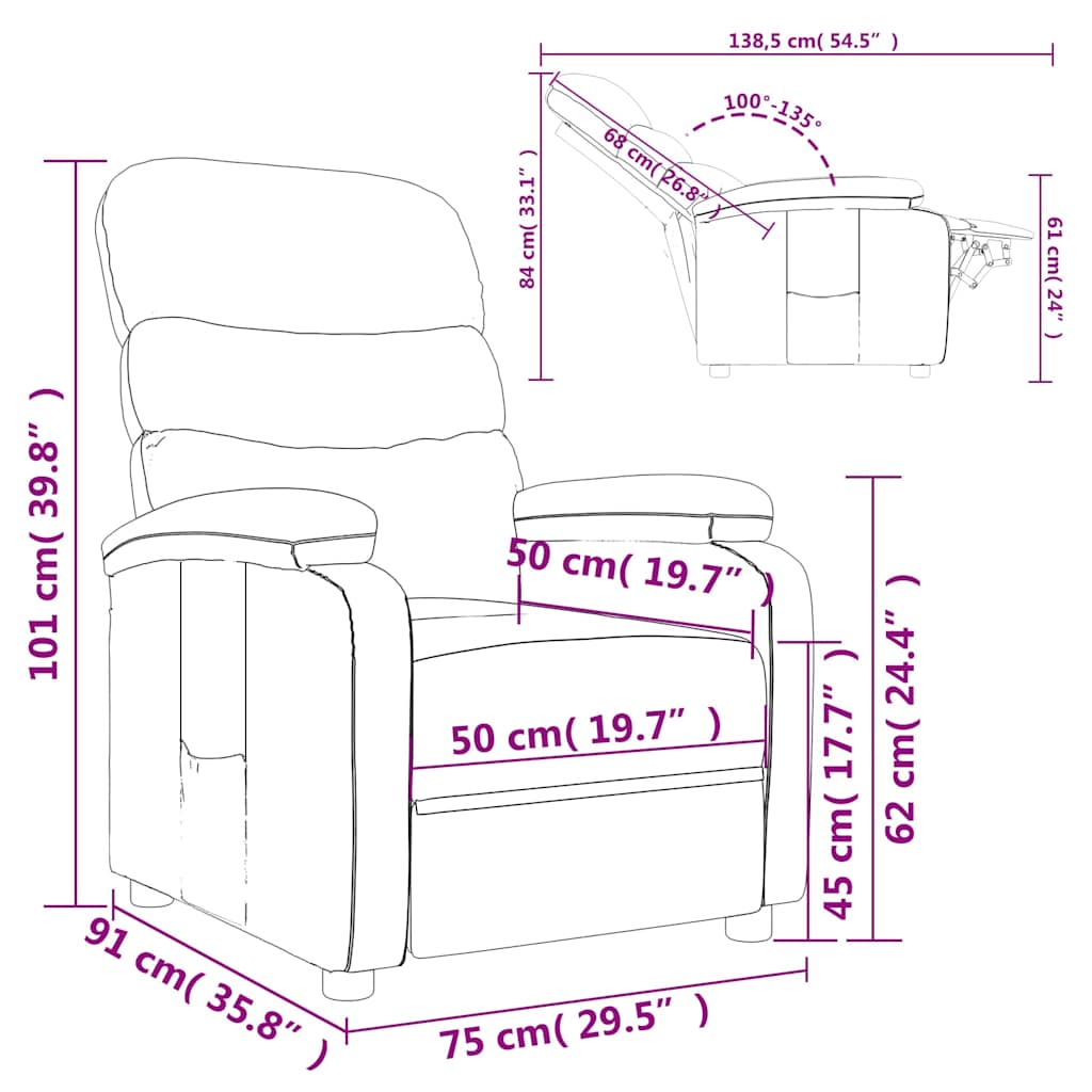 Recliner Chair Black Fabric