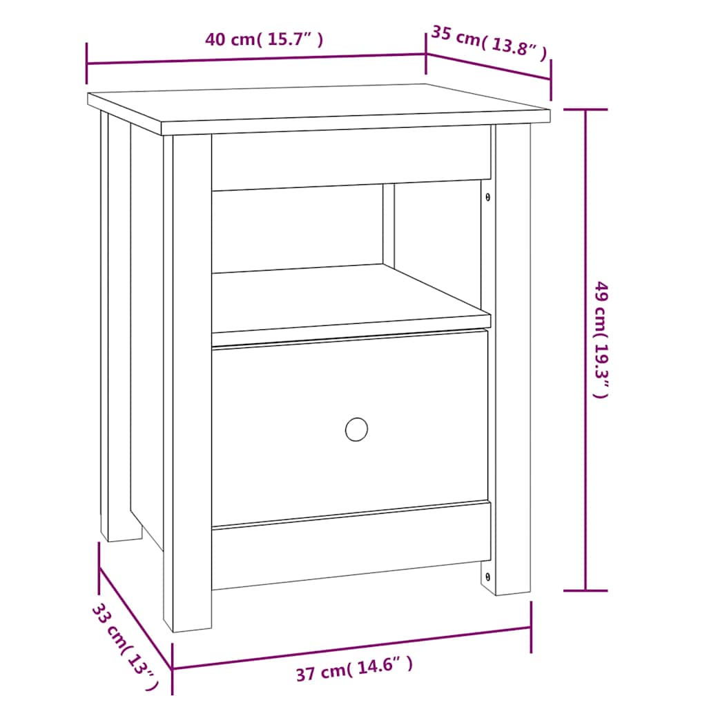 Bedside Cabinet | White | Solid pine wood | Medium | Bedside Cabinet