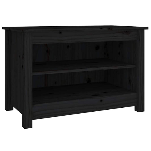 Shoe Bench Black 70x38x45,5 cm Solid Wood Pine