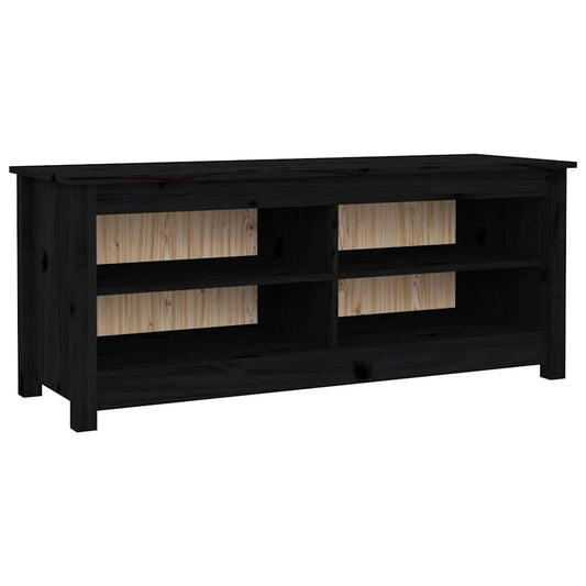 Shoe Bench Black 110x38x45,5 cm Solid Wood Pine