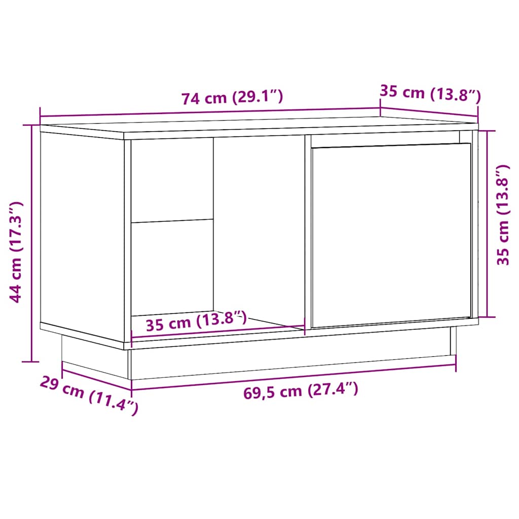 TV Cabinet | Black | Solid pine wood | Medium | TV Cabinet | Rectangular