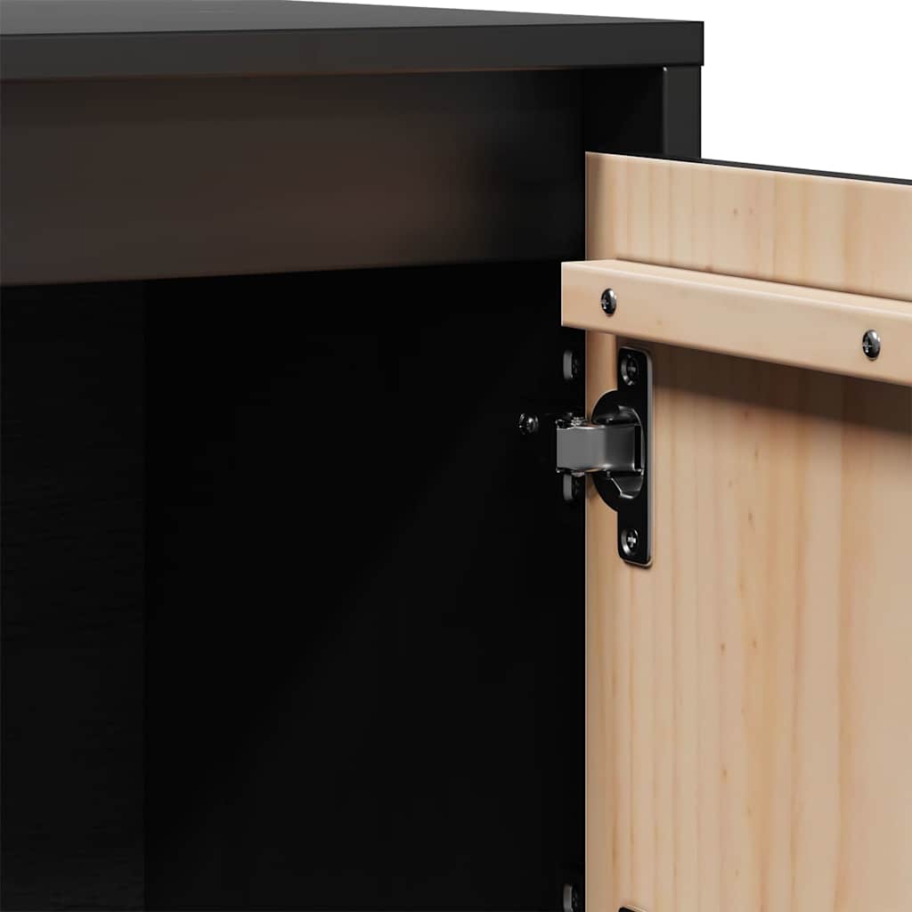 Highboard Black 74x35x117 cm Solid Wood Pine