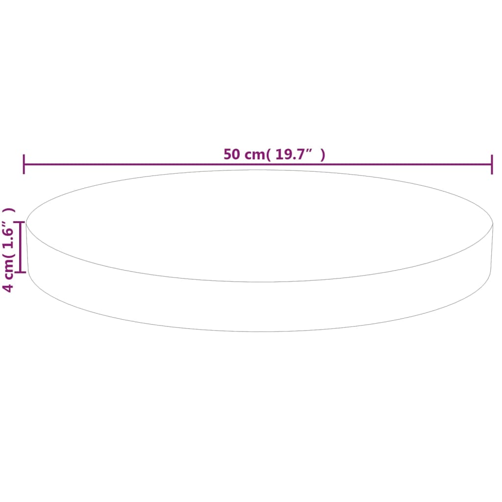 Round Table Top Ø50x4 cm Untreated Solid Wood Oak