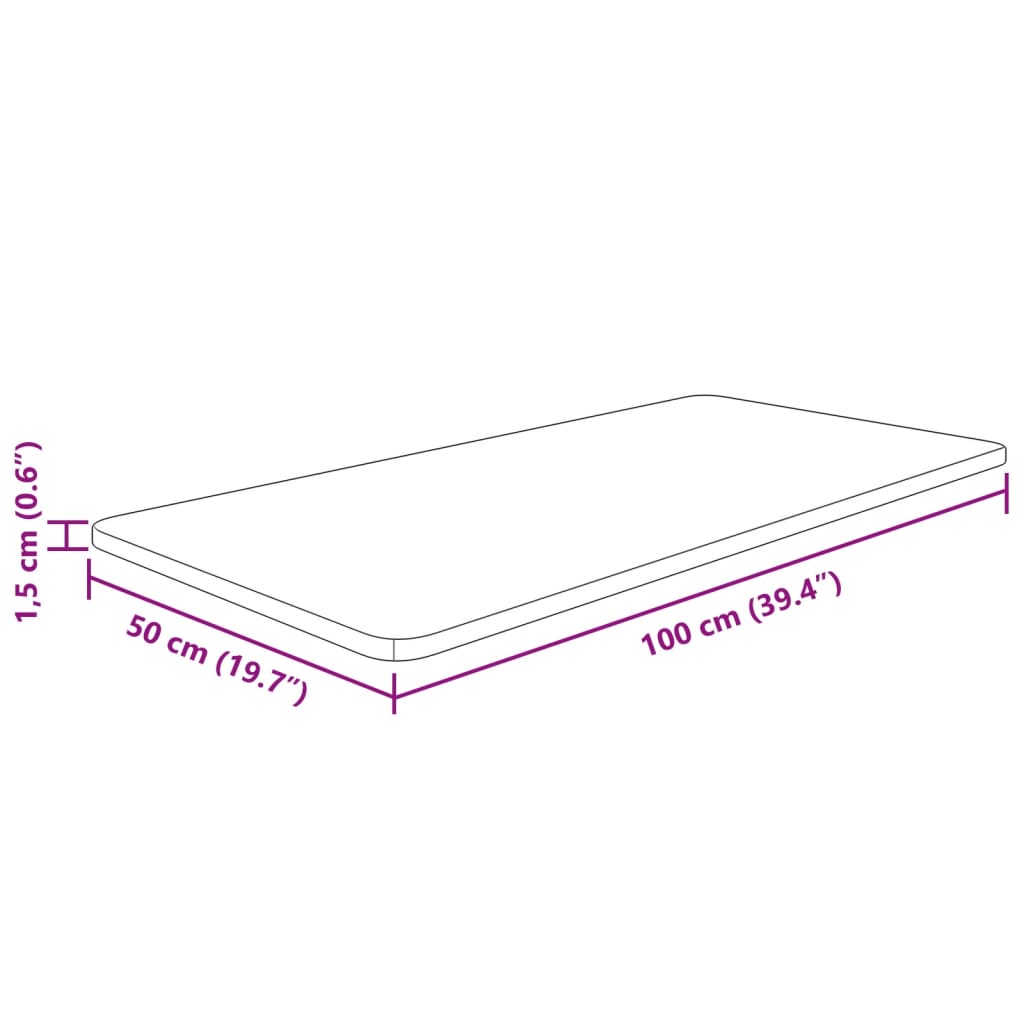 Bathroom Countertop 100x50x1.5 cm Untreated Solid Wood