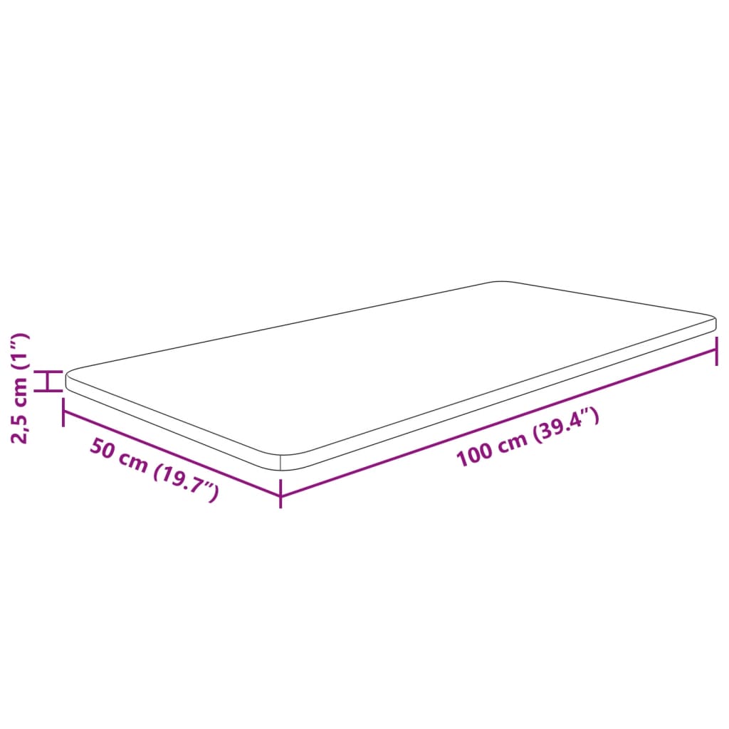 Bathroom Countertop 100x50x2.5 cm Untreated Solid Wood