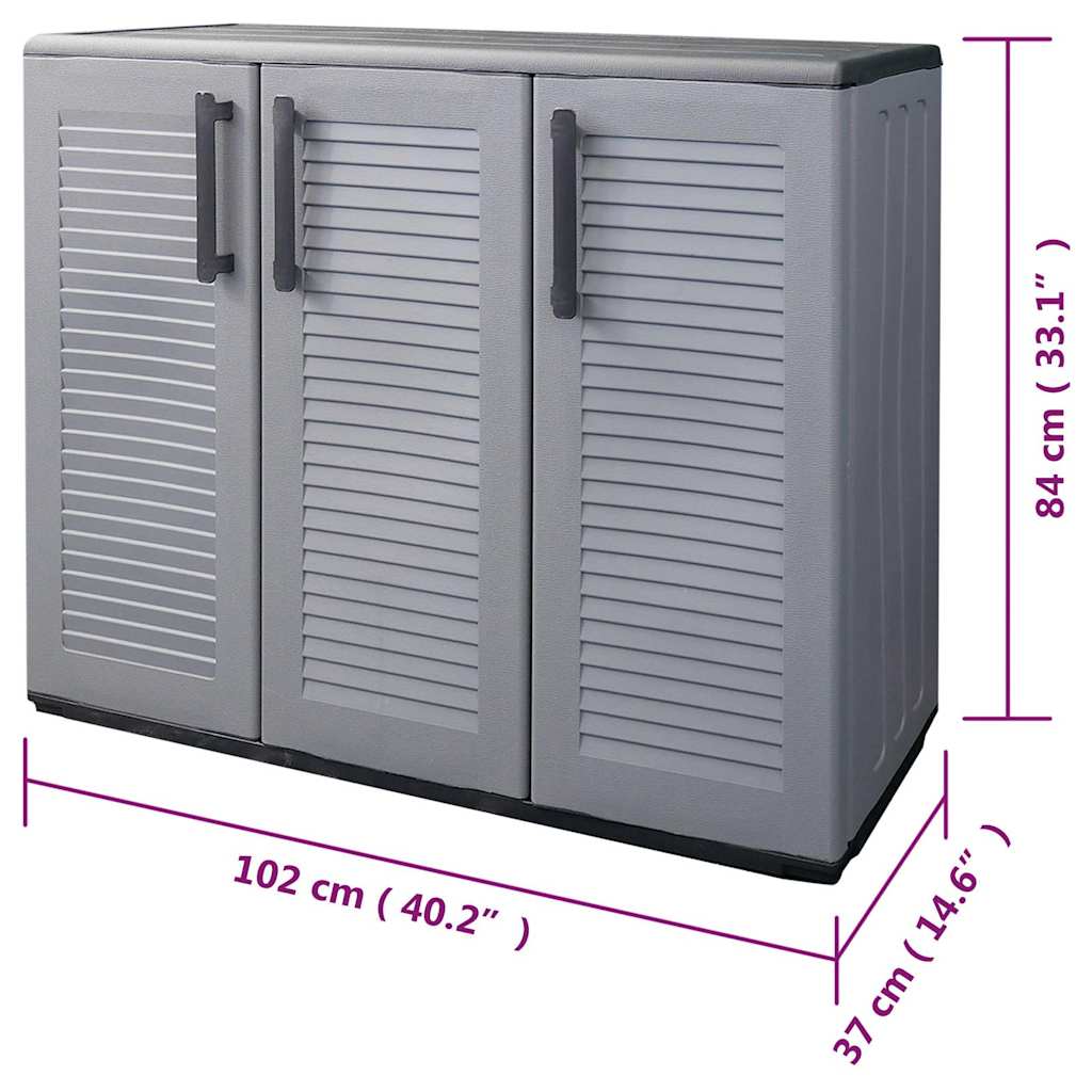 Garden Storage Cabinet Grey and Black 102x37x84 cm PP