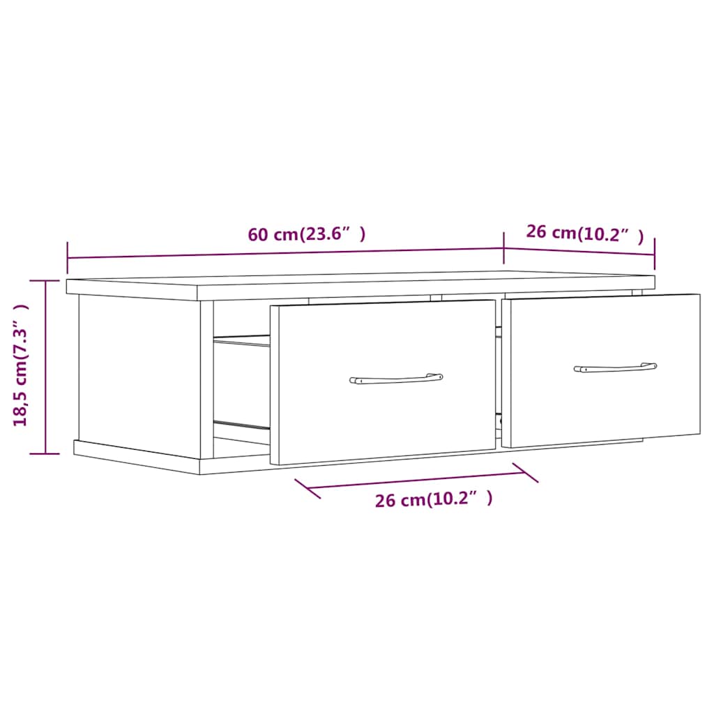 815079 vidaXL Wall Cabinet Grey Sonoma 60x26x18,5 cm Engineered Wood