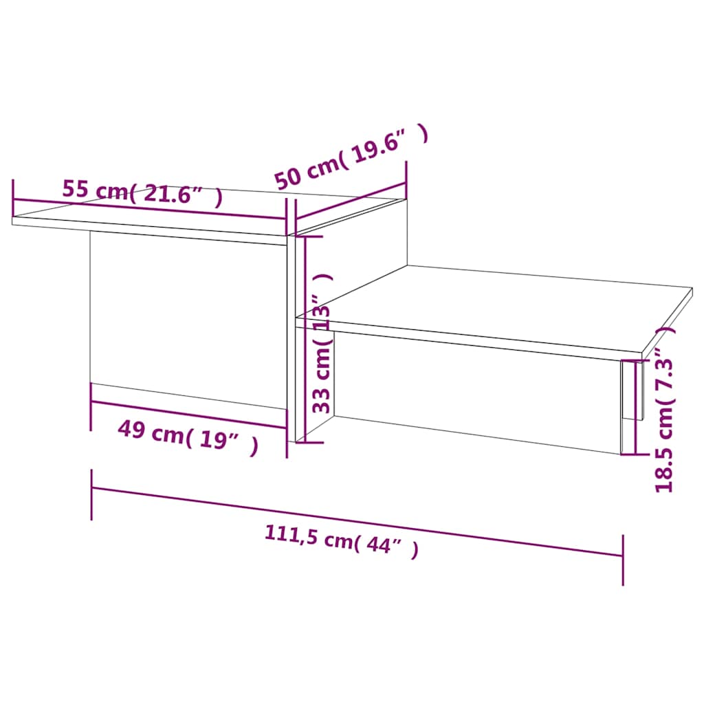 Coffee Table Smoked Oak 43.9"x19.7"x13" Engineered Wood