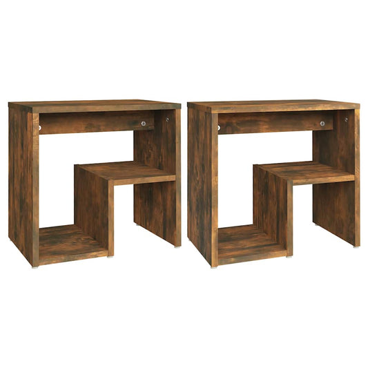 815178 vidaXL Bed Cabinets 2 pcs Smoked Oak 40x30x40 cm Engineered Wood