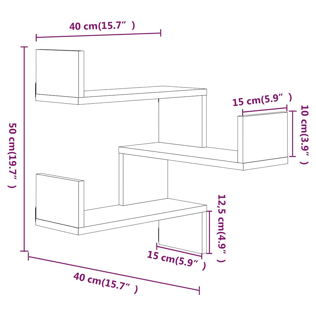 Wall corner shelves Wall-Mounted Smoked Oak 40 x 40 x 49.5 cm