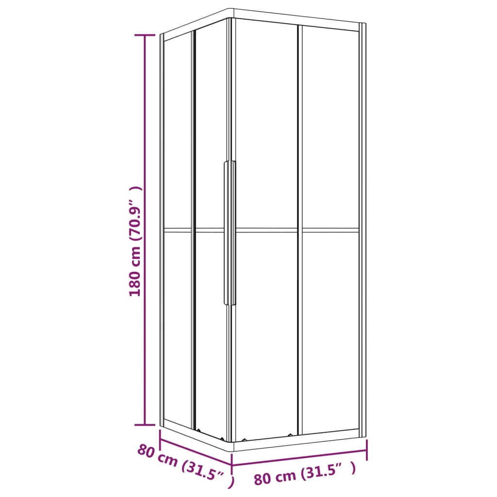 Shower Cabin Half Frosted ESG 80x80x180 cm Black