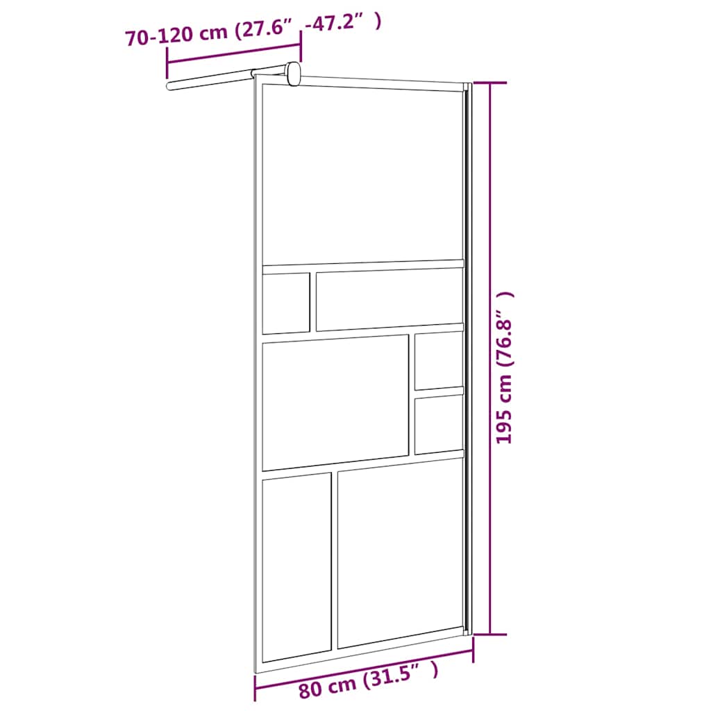 Walk-in Shower Wall 31.5"x76.8" ESG Glass White