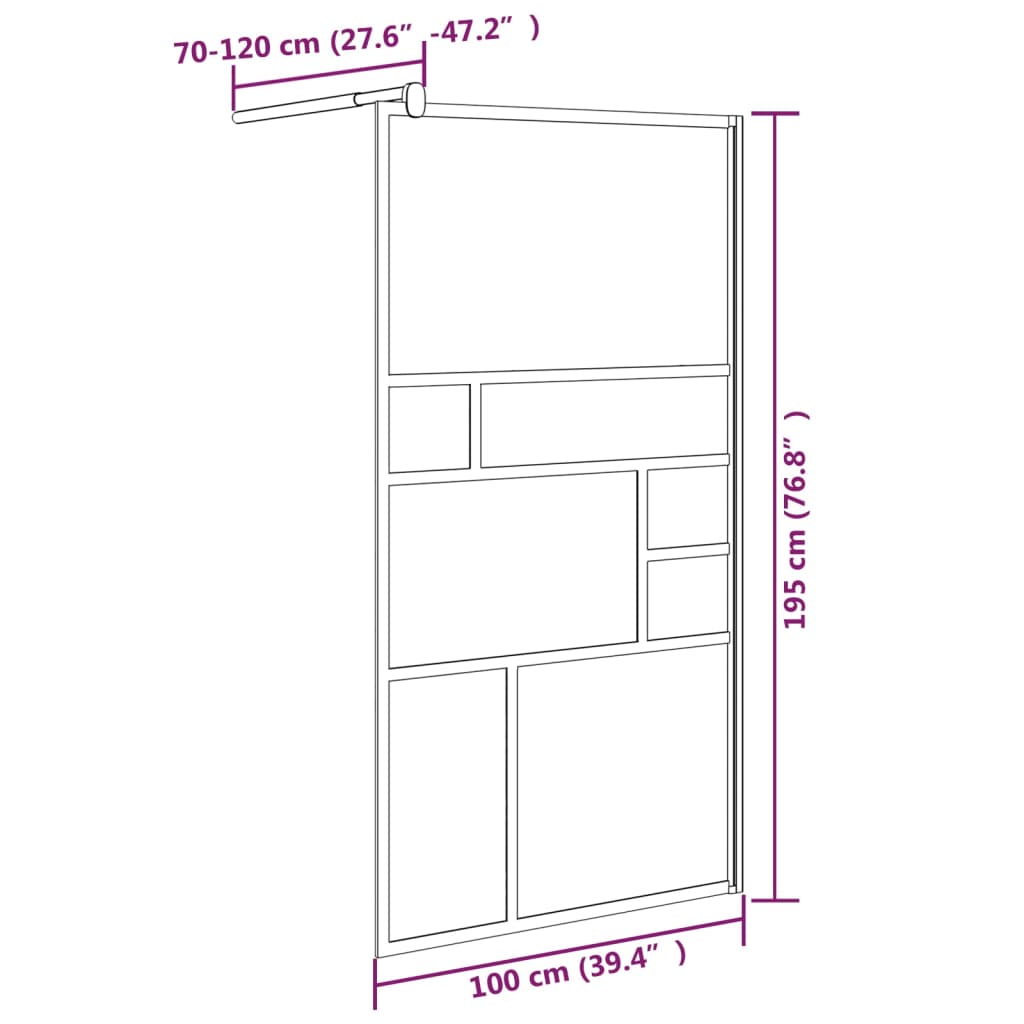 Walk-in Shower Wall 39.4"x76.8" ESG Glass White