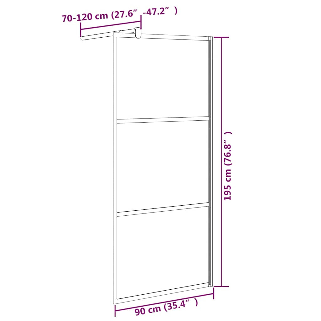 Shower walls Black 90 x 195 cm Glass and Aluminium